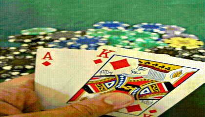 Animated blackjack hand scene